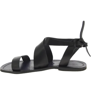 Schwarze Ledersandalen für Damen, handgefertigt in Italien