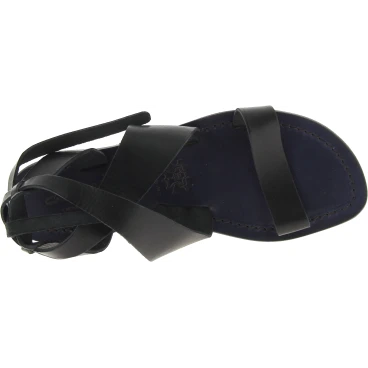 Schwarze Ledersandalen für Damen, handgefertigt in Italien
