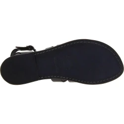 Sandalias negras de piel para mujer hechas a mano en Italia