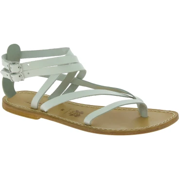 Sandales spartiates en cuir blanc pour femme - Fabriquées à la main en Italie