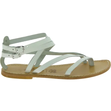 Sandales spartiates en cuir blanc pour femme - Fabriquées à la main en Italie