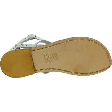 Sandales spartiates en cuir blanc pour femme - Fabriquées à la main en Italie