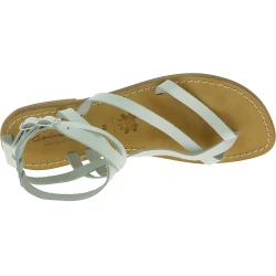Sandales spartiates en cuir blanc pour femme - Fabriquées à la main en Italie