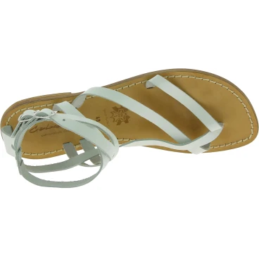 Sandales spartiates en cuir blanc pour femme - Fabriquées à la main en Italie
