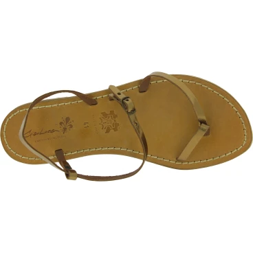 Sandales plates en cuir bronze pour femme – Fabriquées à la main en Italie