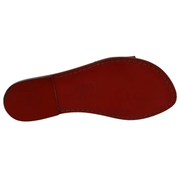 Women's Red Leather Slide Sandals - Handmade in Italy