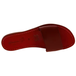 Sandales à enfiler en cuir rouge pour femme - Fabriquées à la main en Italie