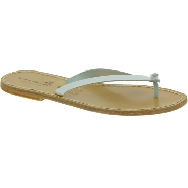 Tongs en cuir blanc pour femme - Fabriquées à la main en Italie