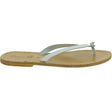 Tongs en cuir blanc pour femme - Fabriquées à la main en Italie
