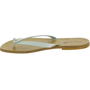 Tongs en cuir blanc pour femme - Fabriquées à la main en Italie