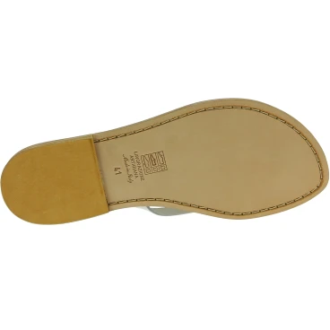 Tongs en cuir blanc pour femme - Fabriquées à la main en Italie