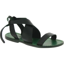 Sandales femme en cuir vert fabriquées à la main en Italie