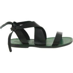 Sandalias verde de piel para mujer hechas a mano en Italia