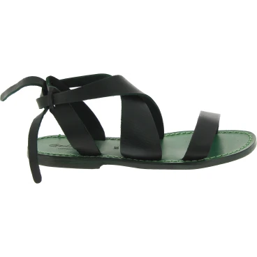 Sandales femme en cuir vert fabriquées à la main en Italie