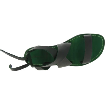 Sandalias verde de piel para mujer hechas a mano en Italia
