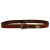Tan leather western belt with silver metal buckle engraved