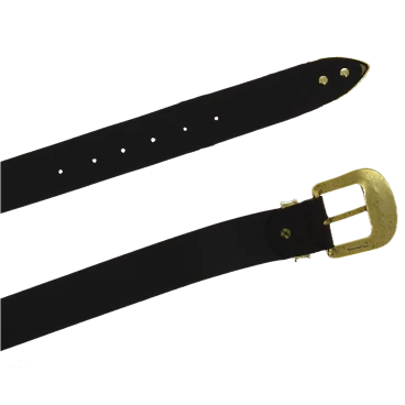 Cintura western in pelle marrone scuro con fibbia bronzo in metallo