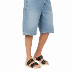 Zuecos artesanales hombre con doble tira ajustable de piel negro