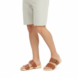 Handgefertigte Clogs für Herren mit doppelt verstellbaren Braun Lederbändern