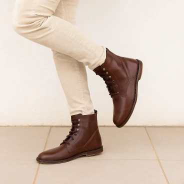 Damen stiefeletten aus dunkelbraun Leder Handgefertigt in Italien