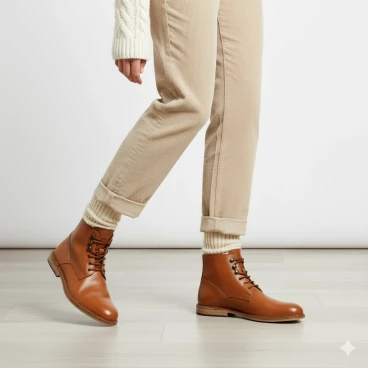 Frauen stiefeletten aus braun Leder Handgefertigt in Italien