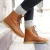 Women's tan leather ankle boots with winter lining