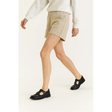 T-Bar-Schuhe aus schwarzem Leder für Damen Handgefertigt in Italien