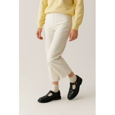 Zapato T-bar en piel negra para mujer Hecho a mano en Italia