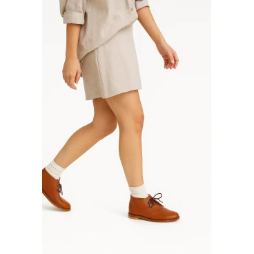 Women's tan leather chukka boots handmade in Italy