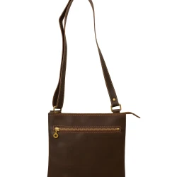 Satchel bag in genuine dark brown calf leather handmade in Italy