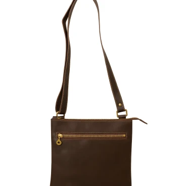 Satchel bag in genuine dark brown calf leather handmade in Italy