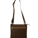 Satchel bag in genuine dark brown calf leather handmade in Italy
