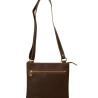 Satchel bag in genuine dark brown calf leather handmade in Italy