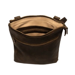 Bandolera en auténtica cuero marrón oscuro hecho a mano en Italia