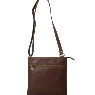 Satchel bag in genuine dark brown calf leather handmade in Italy