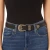 Ceinture femme en cuir noir de 2,5 cm avec boucle et embout en métal gravés