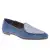 Men's blue suede loafer with woven herringbone textile apron