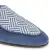Men's blue suede loafer with woven herringbone textile apron