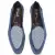 Men's blue suede loafer with woven herringbone textile apron