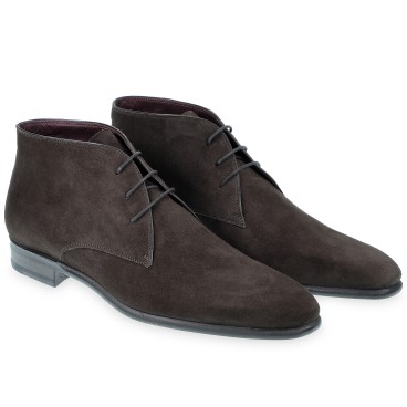 Men's dark brown reverse suede ankle boot