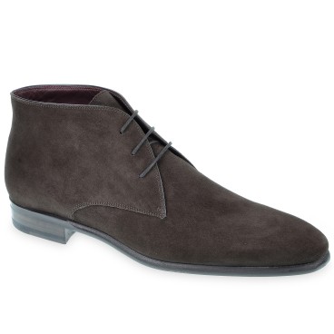 Bottine homme en daim retourné marron foncé