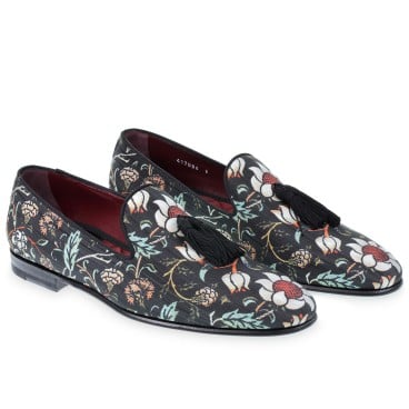 Men's floral Venetian loafer with black tassels