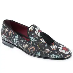 Men's floral Venetian loafer with black tassels