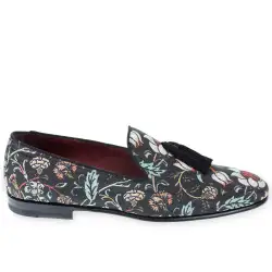 Men's floral Venetian loafer with black tassels