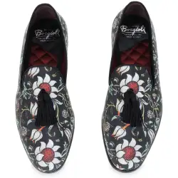 Men's floral Venetian loafer with black tassels