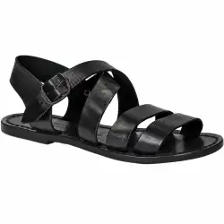 Sandali francescani donna neri in pelle con cinturino