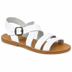 Sandales franciscaines femme blanches en cuir avec boucle