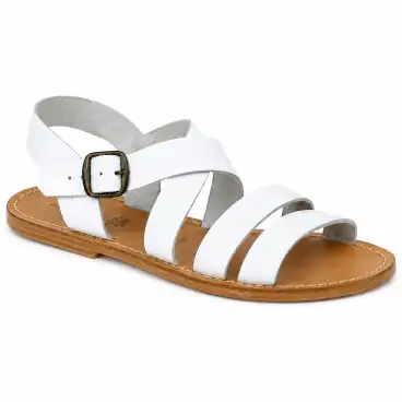 Sandali francescani donna bianchi in pelle con cinturino