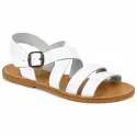 White leather Franciscan sandals for women with ankle strap