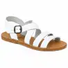 White leather Franciscan sandals for women with ankle strap